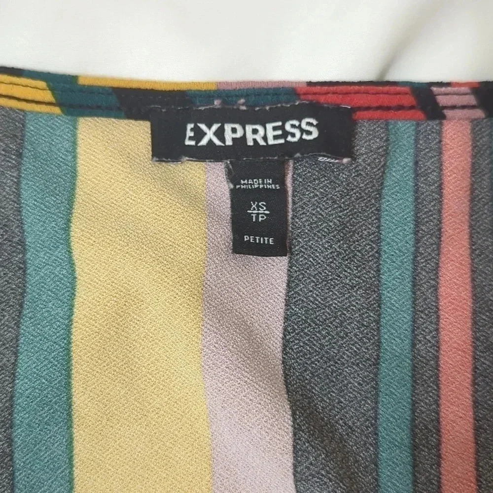 Express Stripped Short Sleeve Twist Front Jumpsuit, Color Multicolor Size XS - Picture 13 of 14